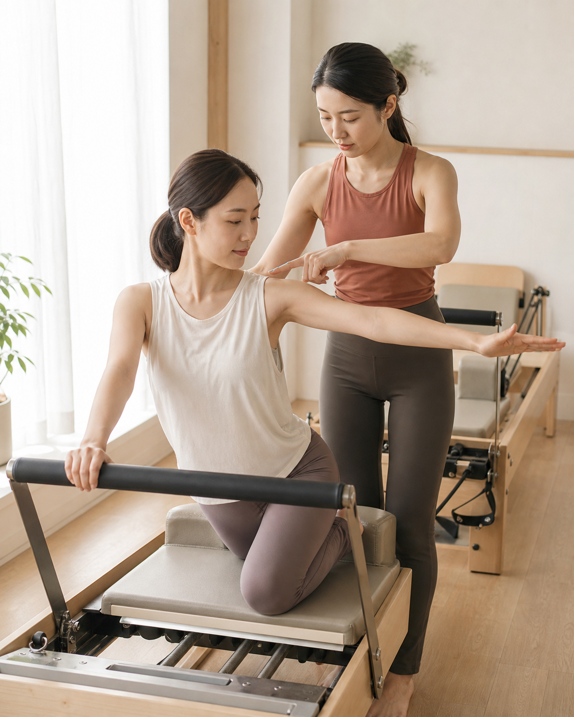体験レッスンでフォームを確認する様子